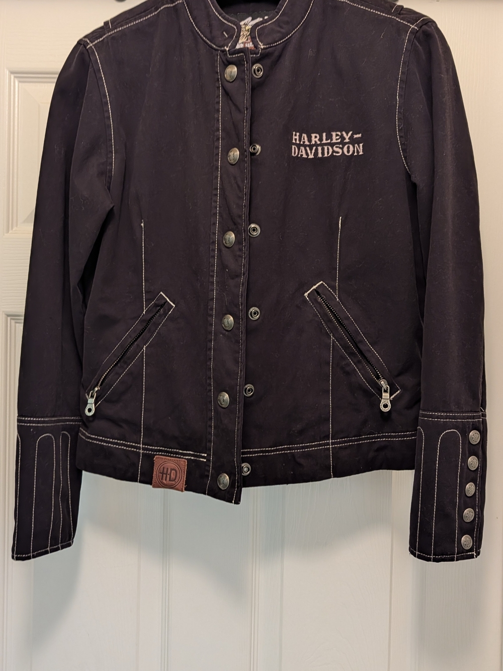 Harley-Davidson Black Women's Button Jacket with Contrast Stitch